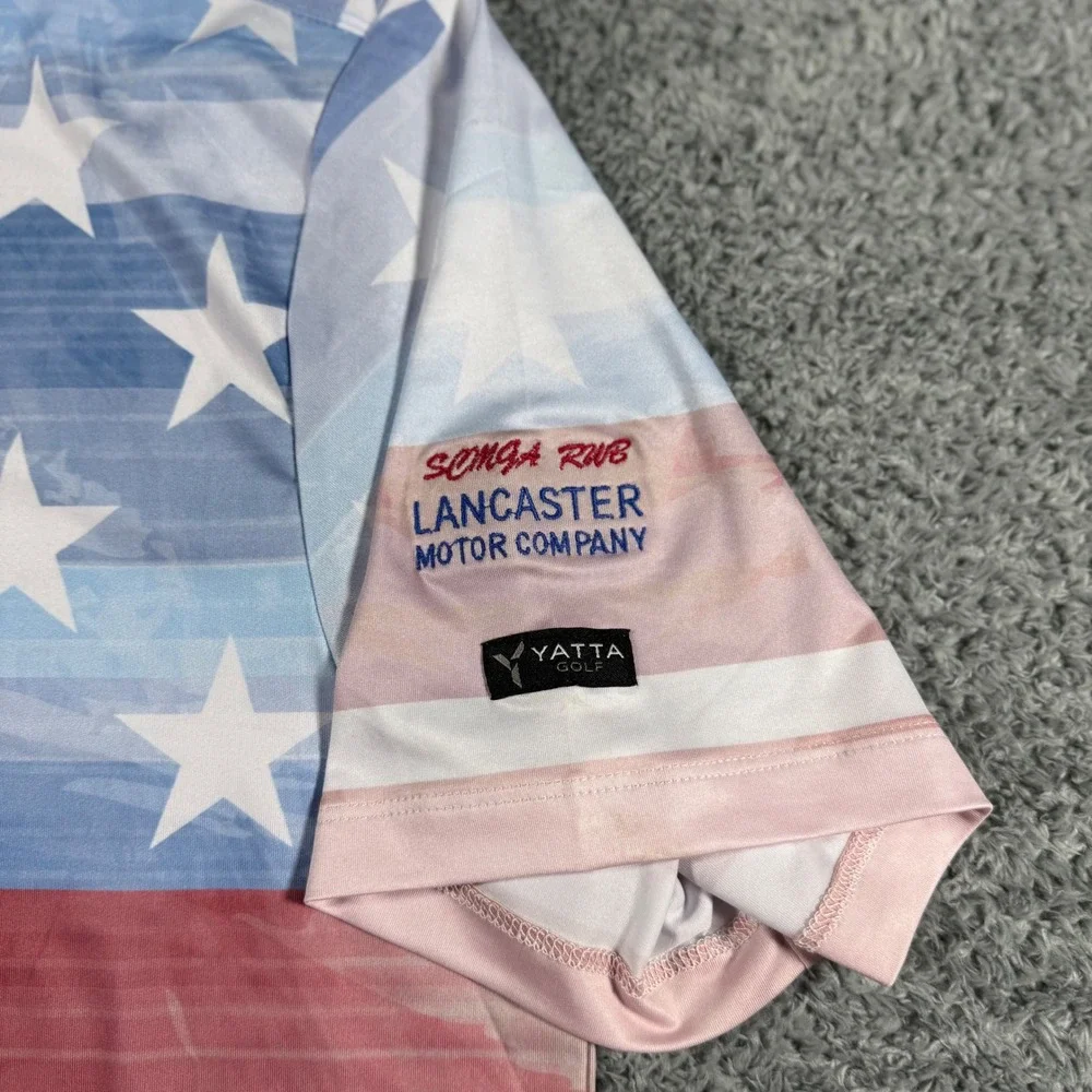 NWT Yatta Golf The‎ Patriot Polo Shirt Mens XL USA Flag Independence Performance